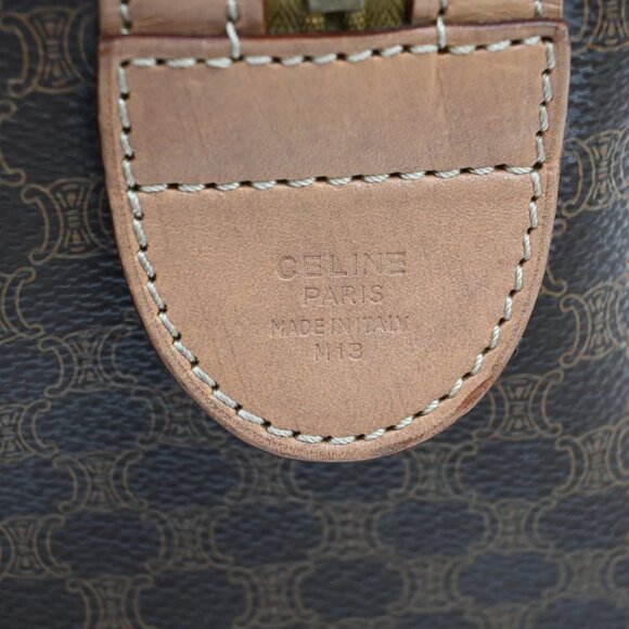CELINE Logo Macadam Pattern Travel Hand Bag PVC Leather Brown GHW Italy 38EF520 - Picture 15 of 16